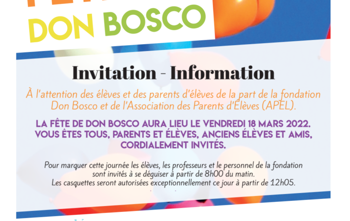 Programme Fête Don Bosco 2022